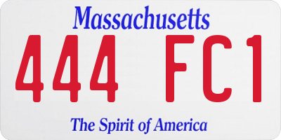 MA license plate 444FC1