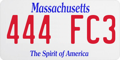 MA license plate 444FC3