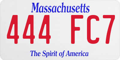 MA license plate 444FC7