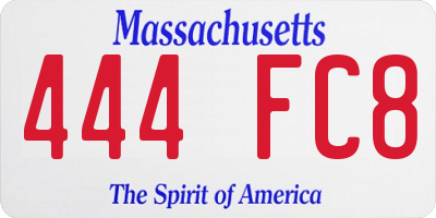 MA license plate 444FC8
