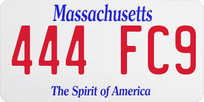 MA license plate 444FC9