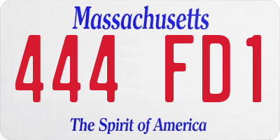 MA license plate 444FD1