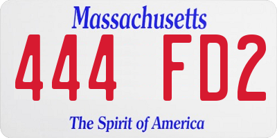 MA license plate 444FD2