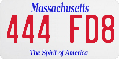 MA license plate 444FD8