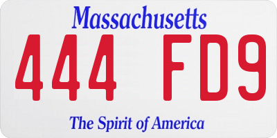 MA license plate 444FD9