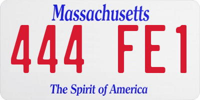 MA license plate 444FE1