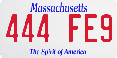 MA license plate 444FE9