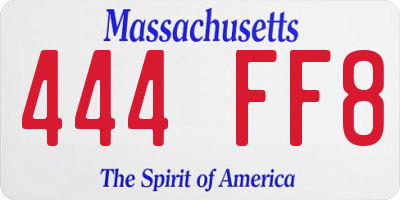 MA license plate 444FF8