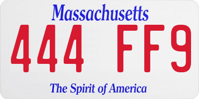 MA license plate 444FF9