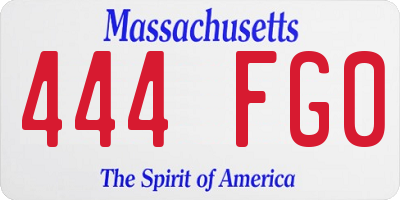MA license plate 444FG0