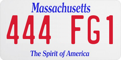 MA license plate 444FG1