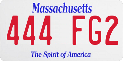 MA license plate 444FG2