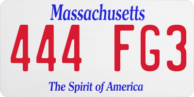 MA license plate 444FG3