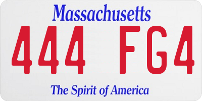 MA license plate 444FG4
