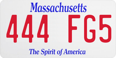 MA license plate 444FG5