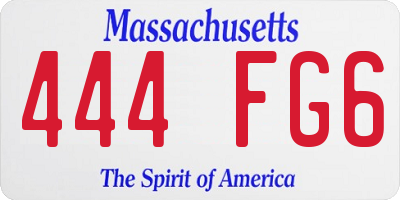 MA license plate 444FG6