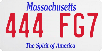 MA license plate 444FG7