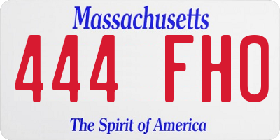 MA license plate 444FH0