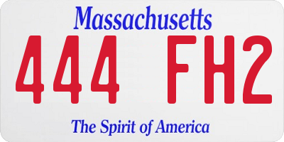 MA license plate 444FH2