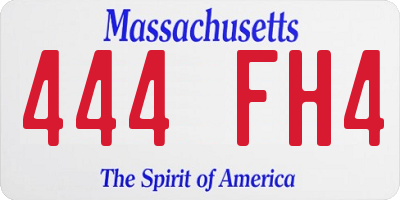 MA license plate 444FH4