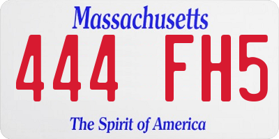 MA license plate 444FH5