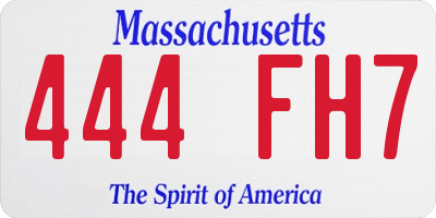 MA license plate 444FH7