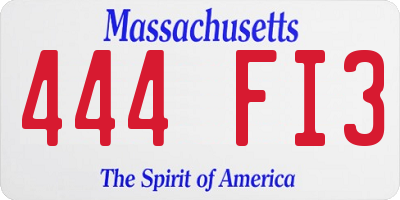 MA license plate 444FI3