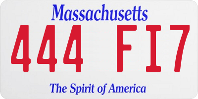 MA license plate 444FI7
