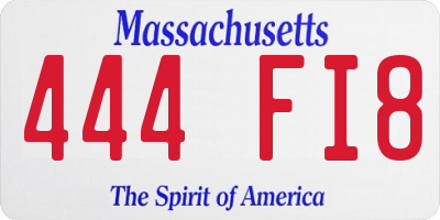 MA license plate 444FI8