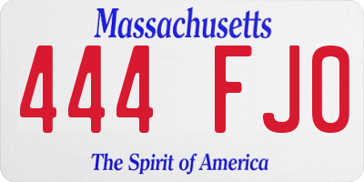 MA license plate 444FJ0