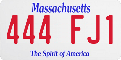 MA license plate 444FJ1
