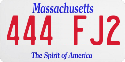MA license plate 444FJ2