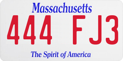 MA license plate 444FJ3