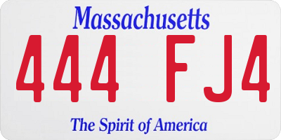 MA license plate 444FJ4