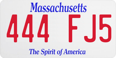 MA license plate 444FJ5
