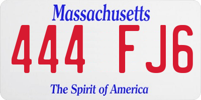 MA license plate 444FJ6