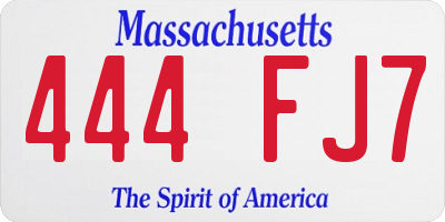 MA license plate 444FJ7
