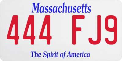 MA license plate 444FJ9