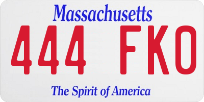 MA license plate 444FK0