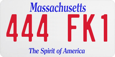 MA license plate 444FK1