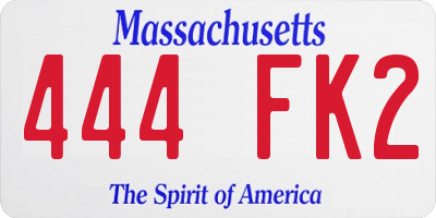 MA license plate 444FK2
