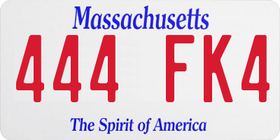 MA license plate 444FK4