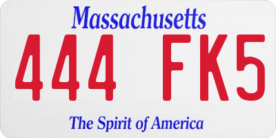 MA license plate 444FK5