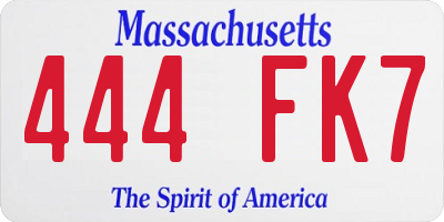 MA license plate 444FK7