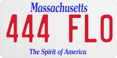 MA license plate 444FL0