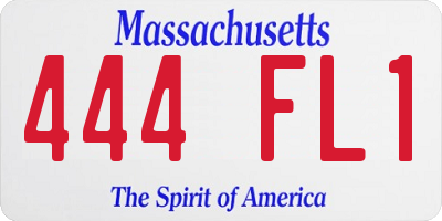 MA license plate 444FL1