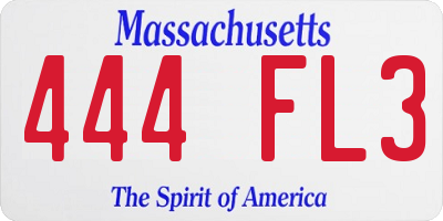 MA license plate 444FL3