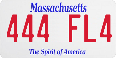 MA license plate 444FL4