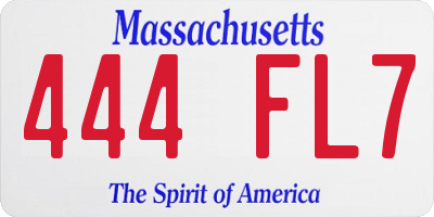 MA license plate 444FL7