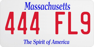 MA license plate 444FL9